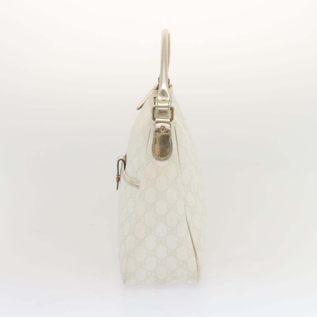 GUCCI GG Supreme Hand Bag PVC Leather White 189898 Auth 68808