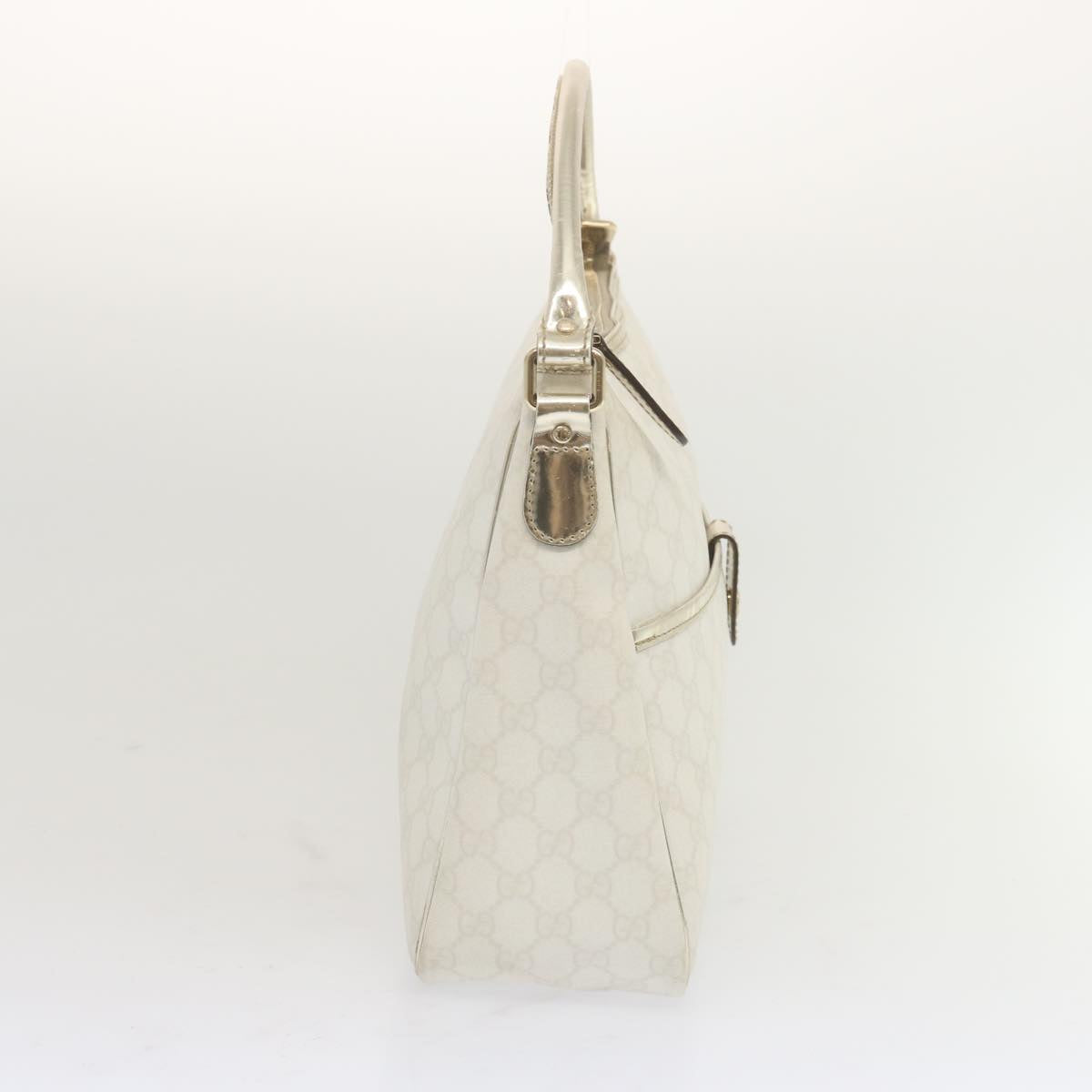 GUCCI GG Supreme Hand Bag PVC Leather White 189898 Auth 68808