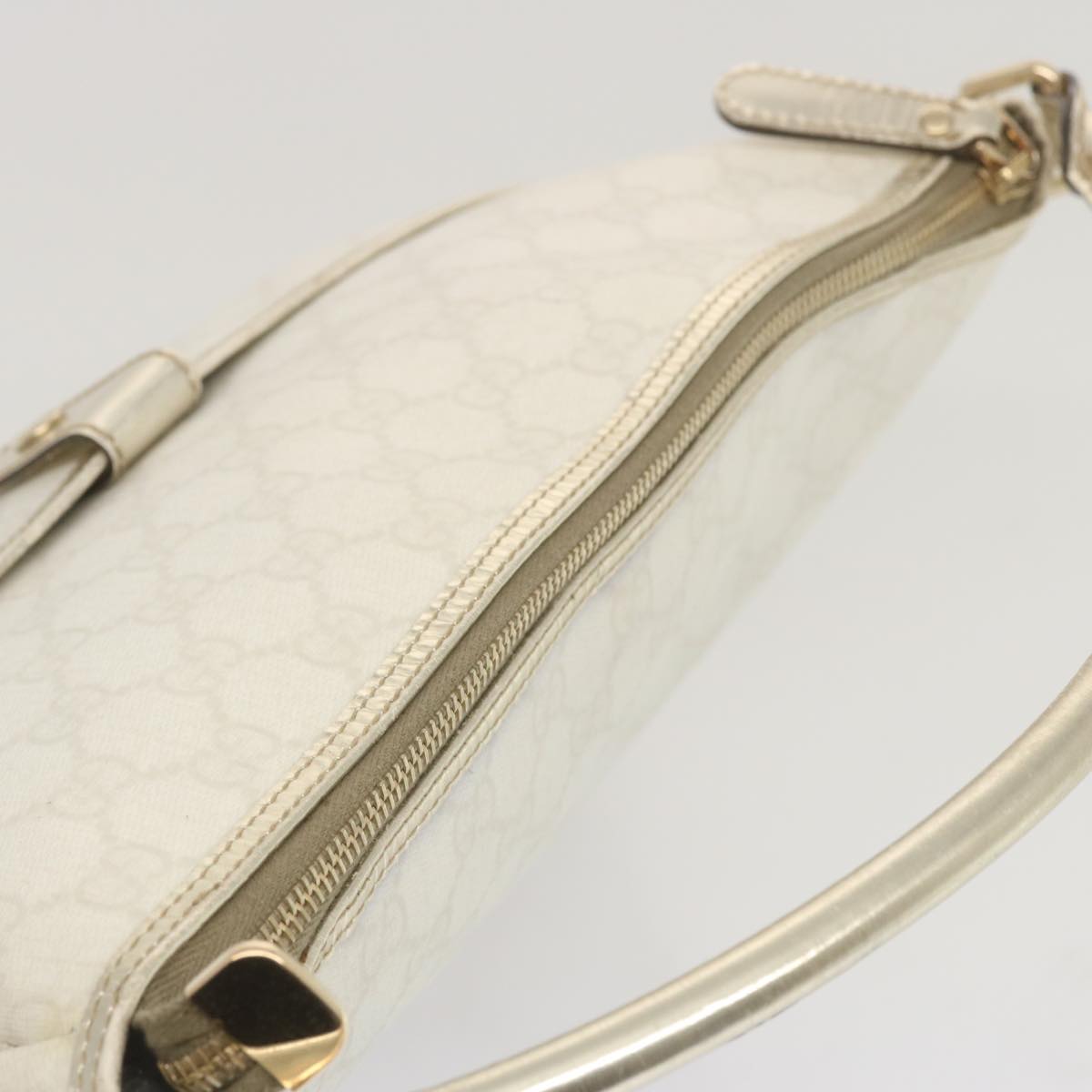 GUCCI GG Supreme Hand Bag PVC Leather White 189898 Auth 68808