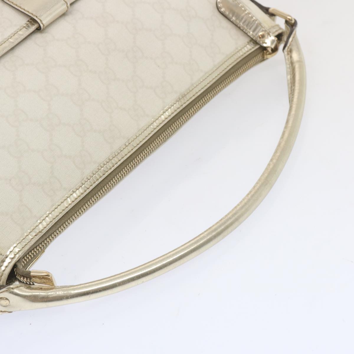 GUCCI GG Supreme Hand Bag PVC Leather White 189898 Auth 68808