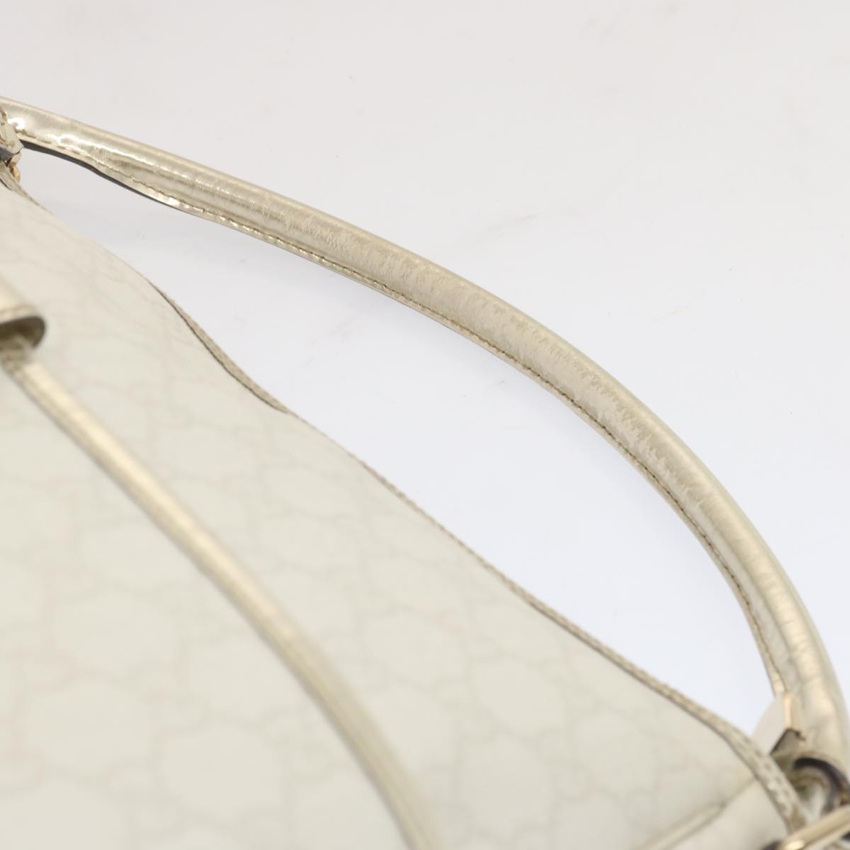 GUCCI GG Supreme Hand Bag PVC Leather White 189898 Auth 68808