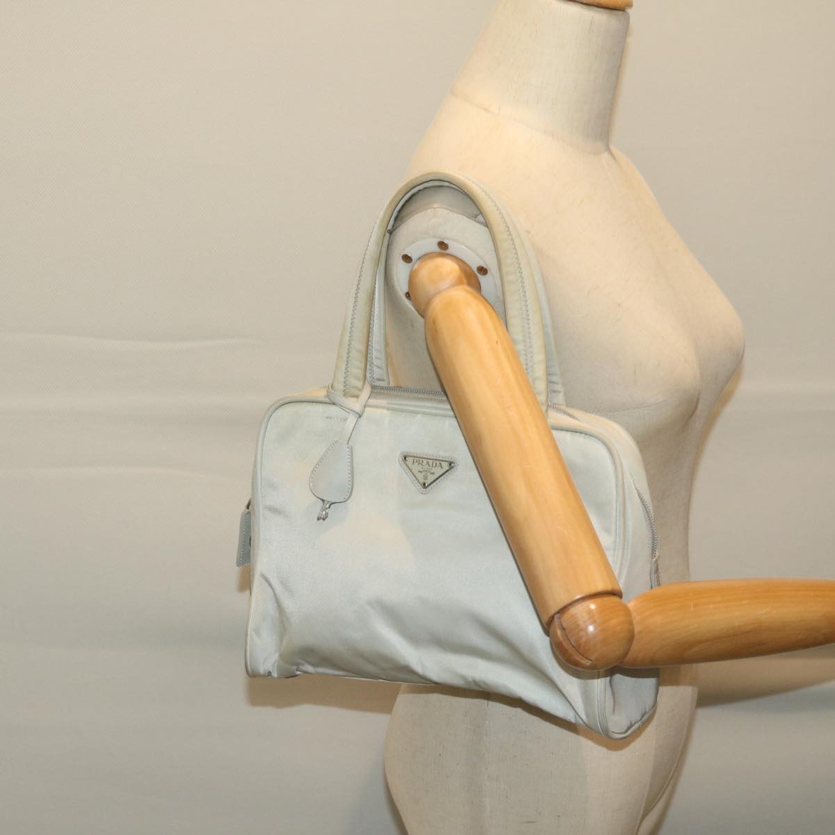 PRADA Hand Bag Nylon Gray Auth 68818