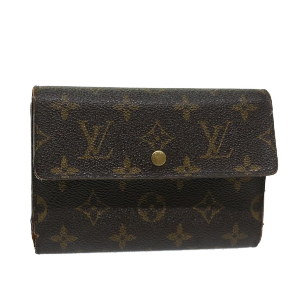 LOUIS VUITTON Monogram Porte Tresor Etui Chequier Wallet M61200 LV Auth 68831