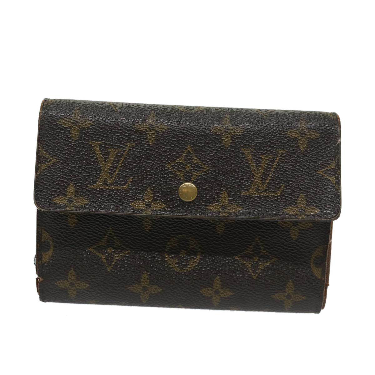 LOUIS VUITTON Monogram Porte Tresor Etui Chequier Wallet M61200 LV Auth 68831