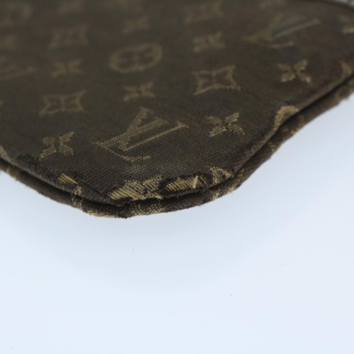 LOUIS VUITTON Monogram Mini Lin Pochette Cles Coin Purse Ebene M95230 Auth 68838