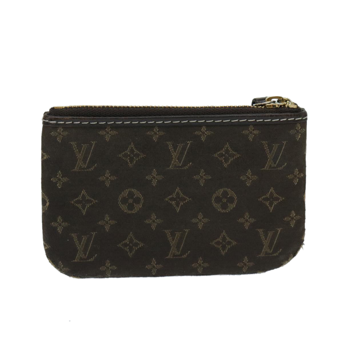 LOUIS VUITTON Monogram Mini Lin Pochette Cles Coin Purse Ebene M95230 Auth 68838