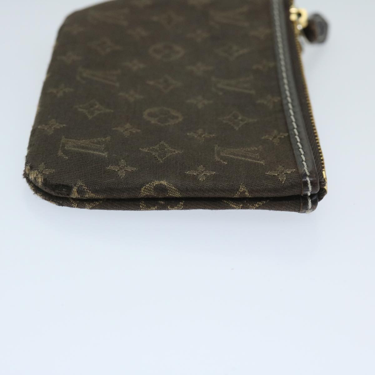 LOUIS VUITTON Monogram Mini Lin Pochette Cles Coin Purse Ebene M95230 Auth 68838