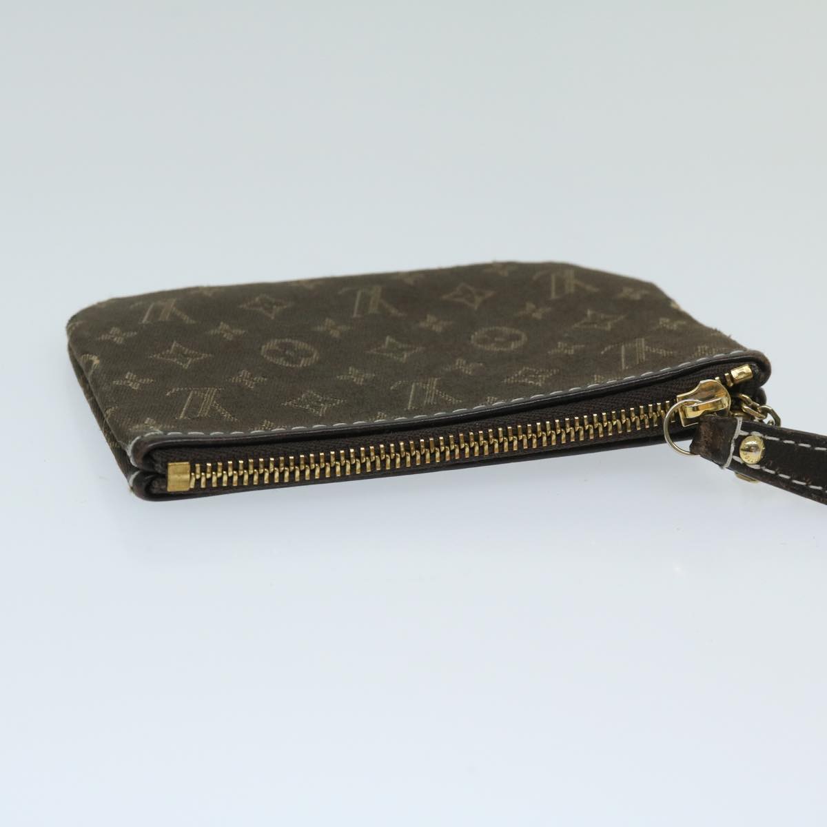 LOUIS VUITTON Monogram Mini Lin Pochette Cles Coin Purse Ebene M95230 Auth 68838