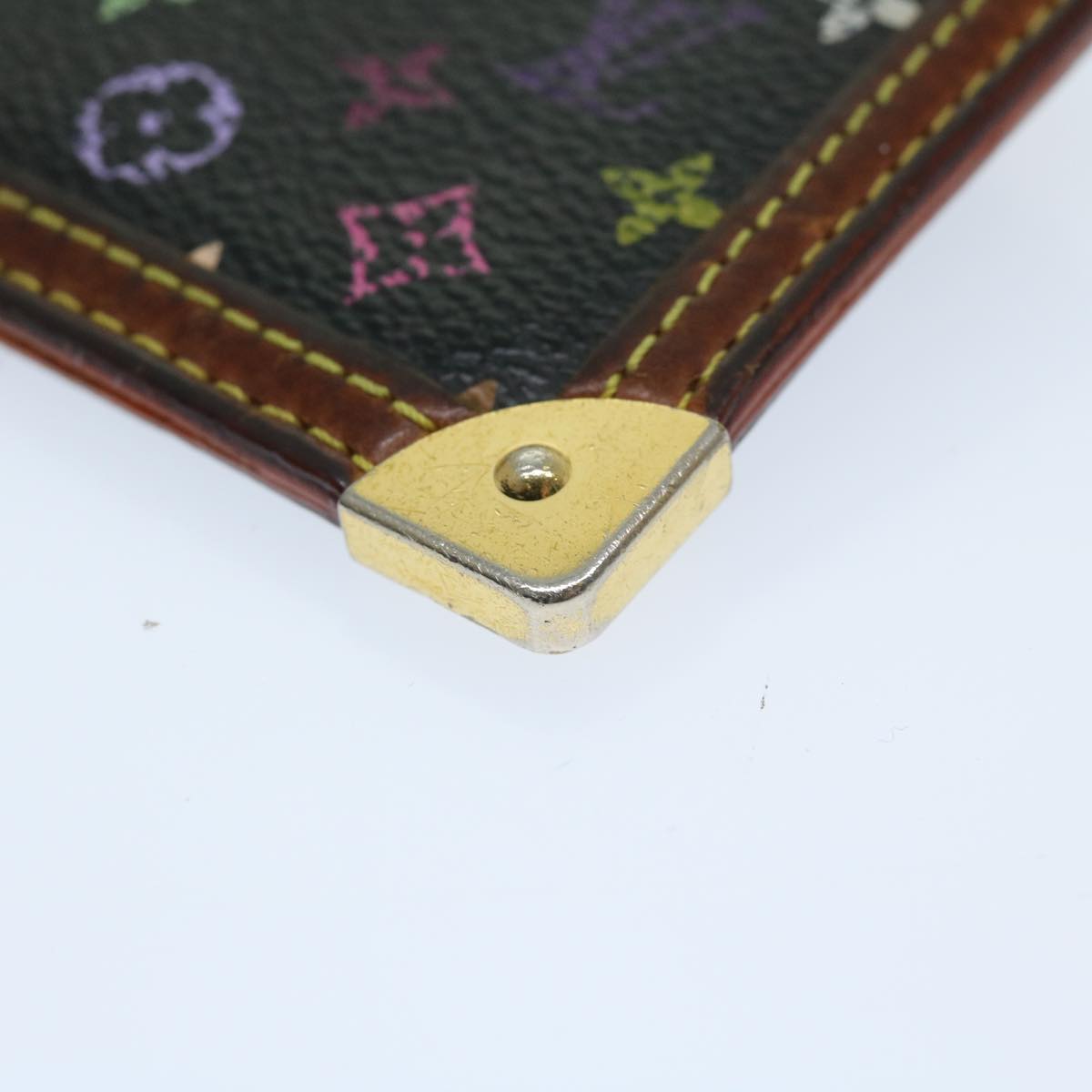 LOUIS VUITTON Monogram Multicolor Pochette Cles Purse Black M92654 Auth 68839