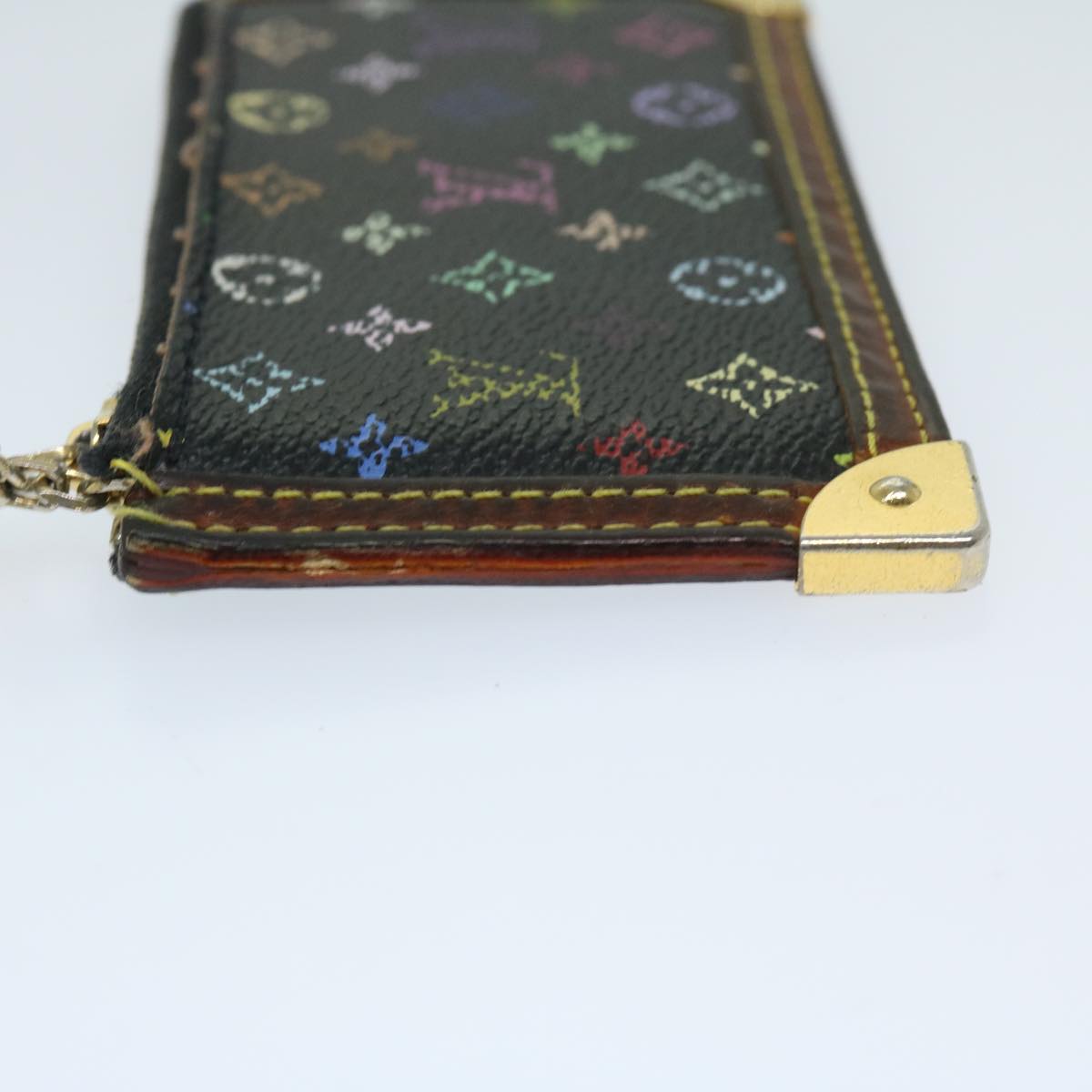 LOUIS VUITTON Monogram Multicolor Pochette Cles Purse Black M92654 Auth 68839