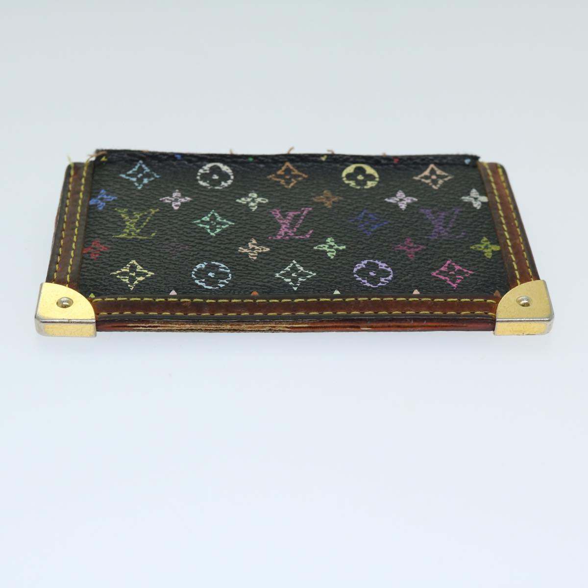 LOUIS VUITTON Monogram Multicolor Pochette Cles Purse Black M92654 Auth 68839