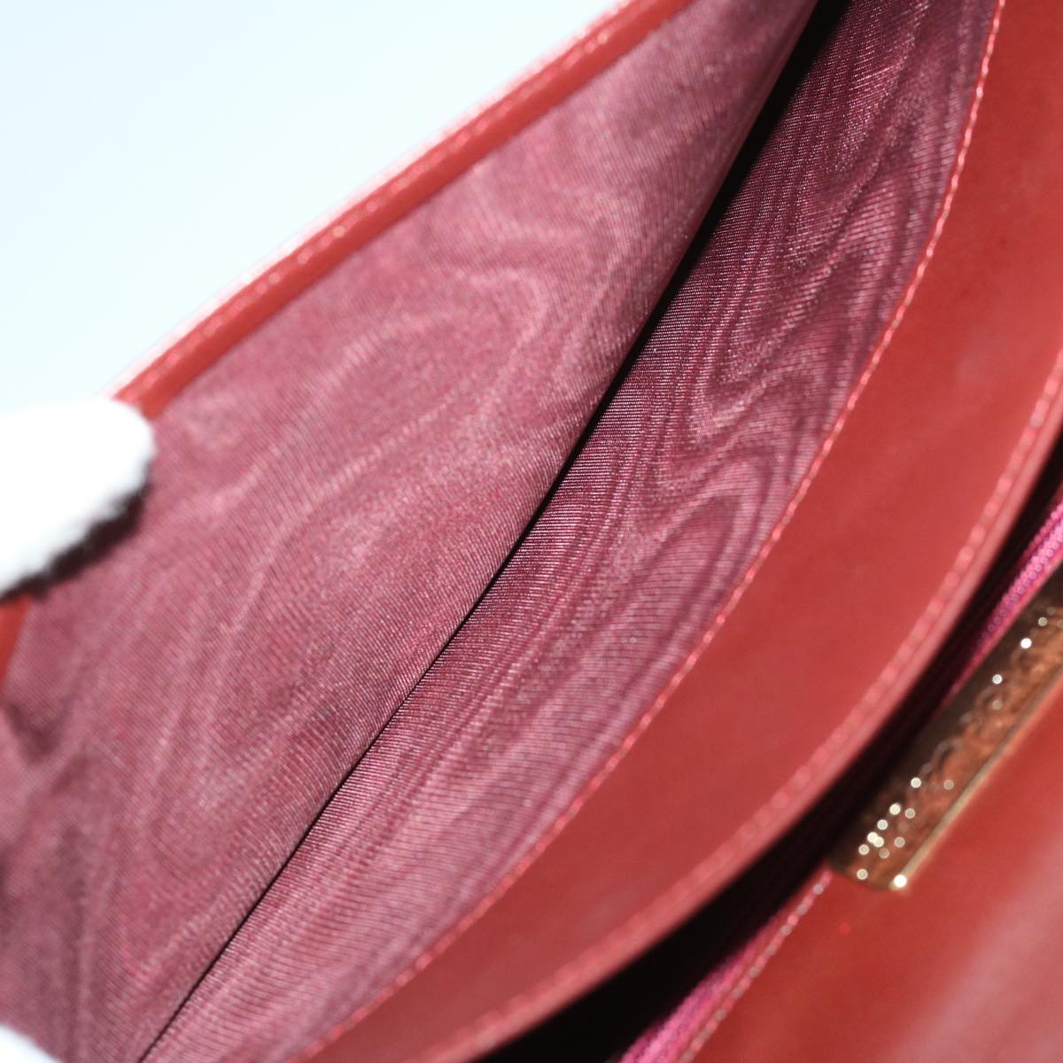 CARTIER Clutch Bag Leather Bordeaux Auth 68889