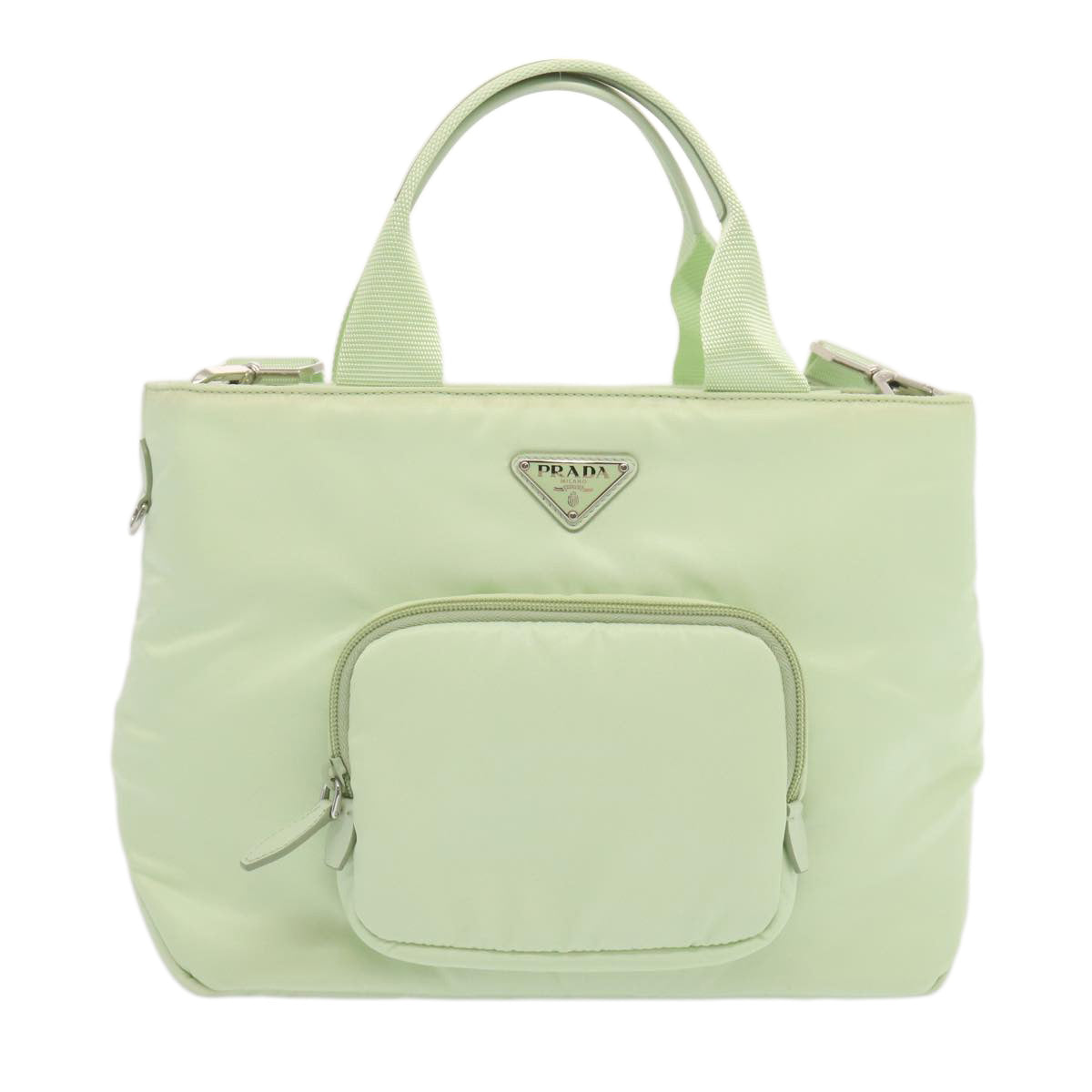 PRADA Hand Bag Nylon 2way Light Green Auth 68918AV