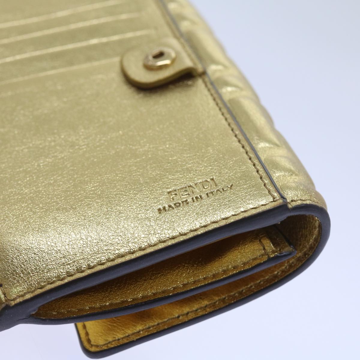 FENDI Zucca Canvas Mamma Wallet Gold Auth 68984