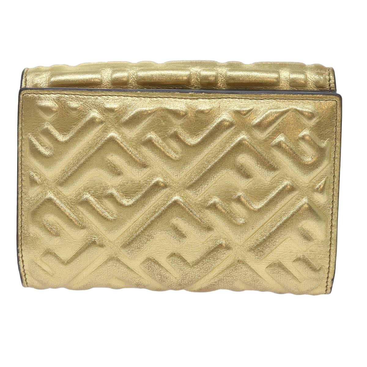 FENDI Zucca Canvas Mamma Wallet Gold Auth 68984