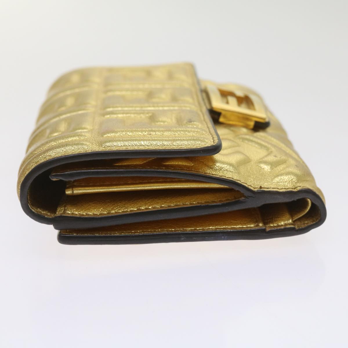 FENDI Zucca Canvas Mamma Wallet Gold Auth 68984