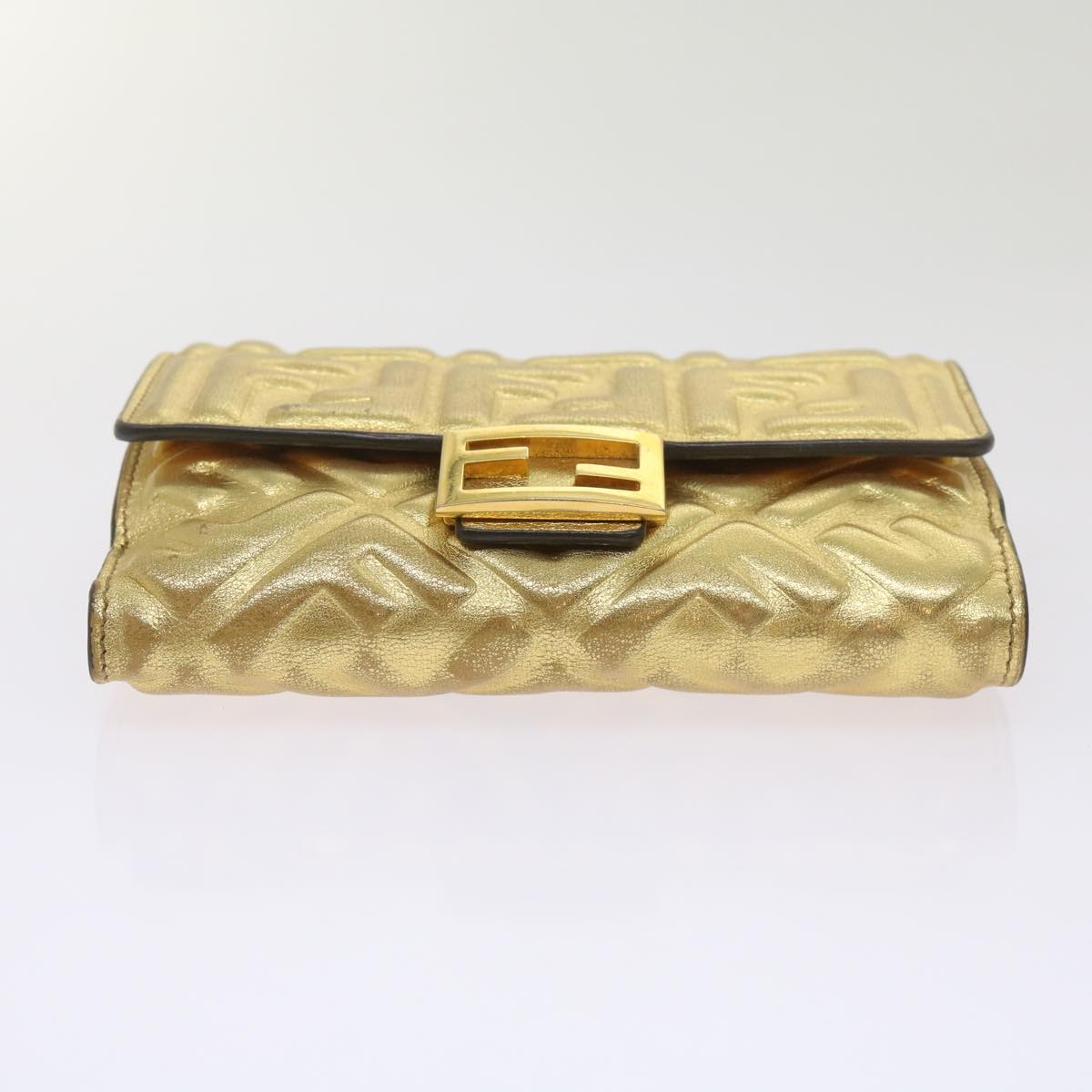 FENDI Zucca Canvas Mamma Wallet Gold Auth 68984