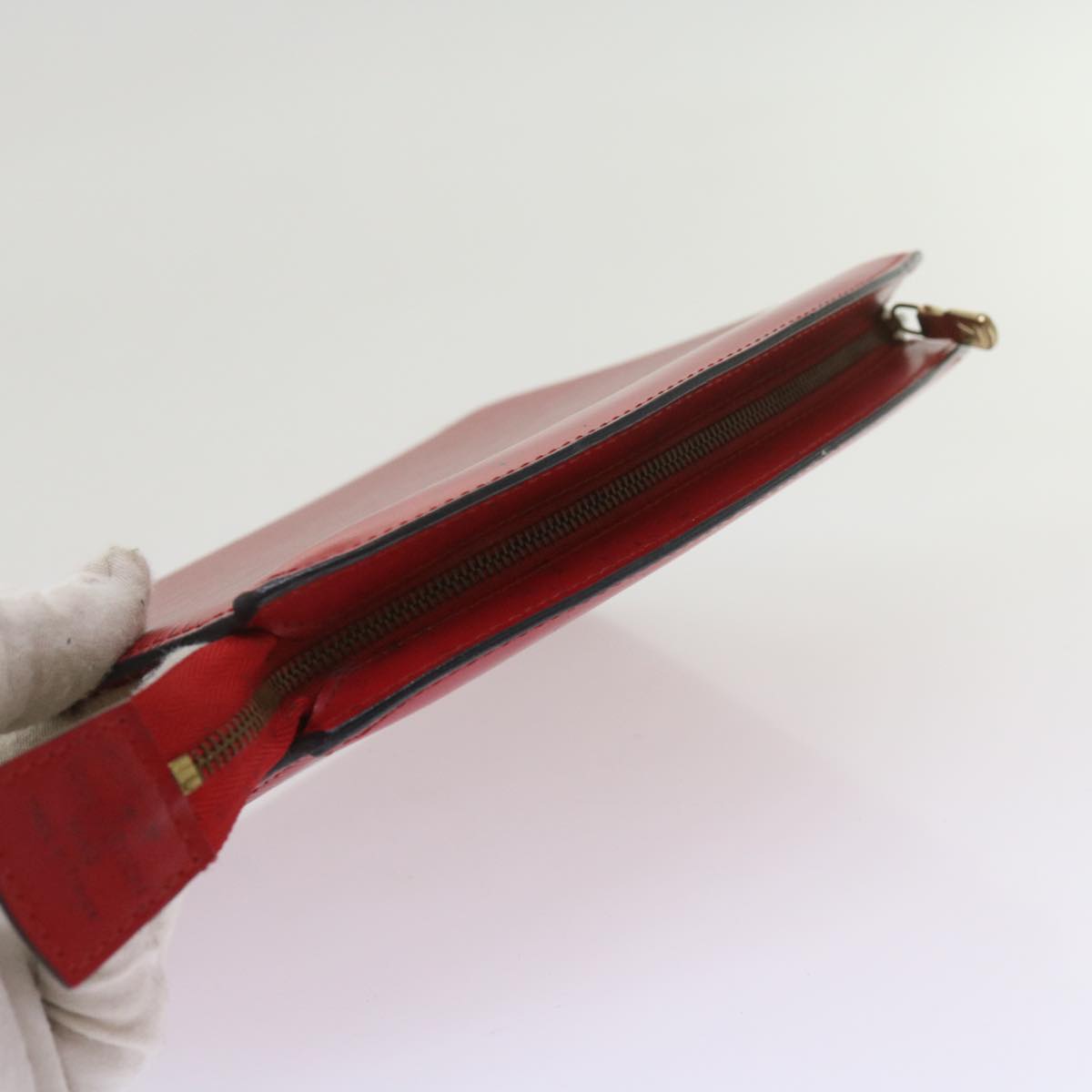 LOUIS VUITTON Epi Trousse Crete Clutch Bag Red M48407 LV Auth 68989