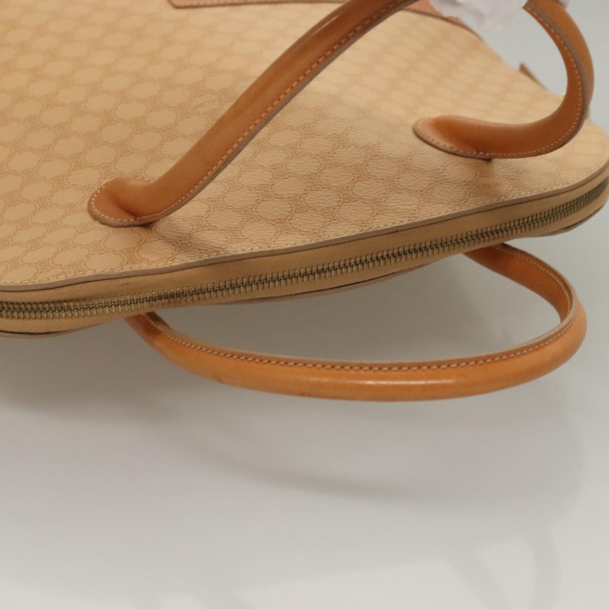 CELINE Macadam Canvas Hand Bag PVC Leather 2way Beige Auth 69018