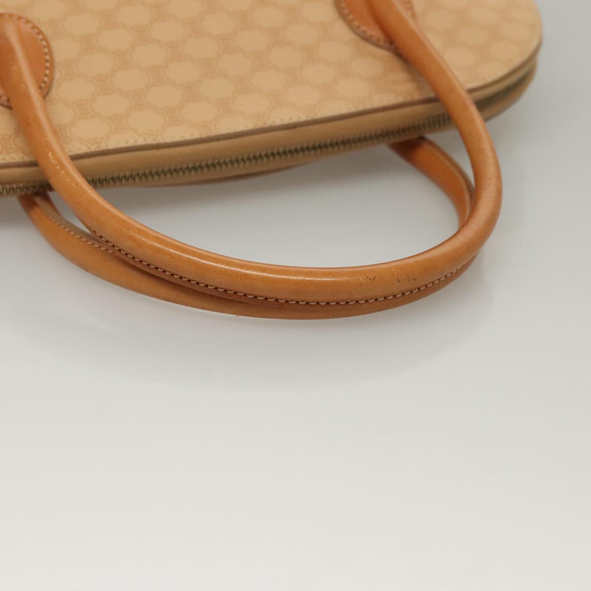CELINE Macadam Canvas Hand Bag PVC Leather 2way Beige Auth 69018