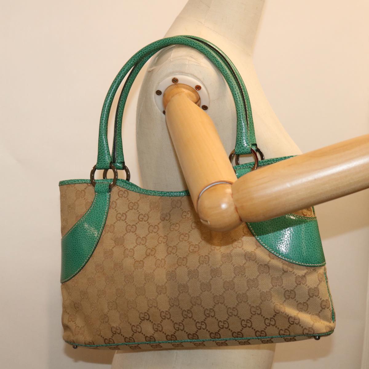 GUCCI GG Canvas Tote Bag Beige 113015 Auth 69049