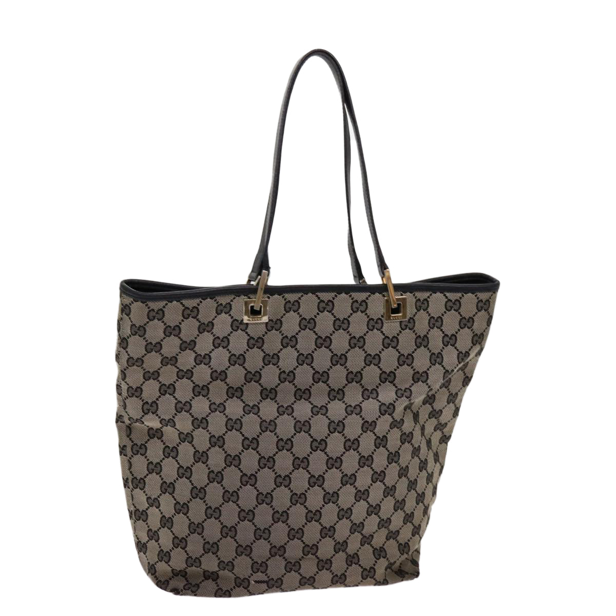 GUCCI GG Canvas Tote Bag Beige Black 001 1098 Auth 69051