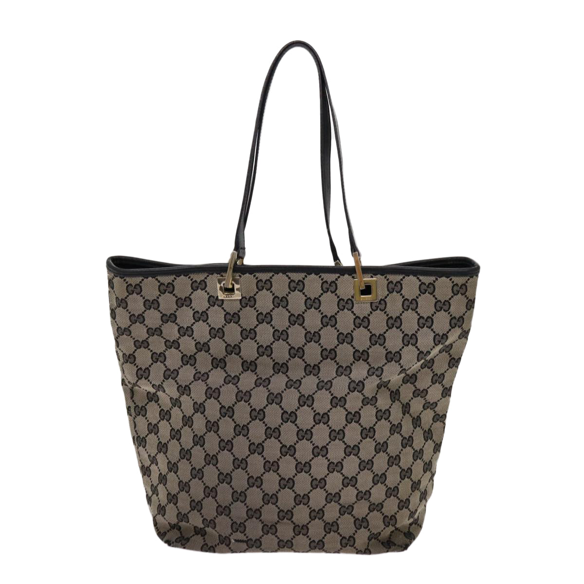 GUCCI GG Canvas Tote Bag Beige Black 001 1098 Auth 69051