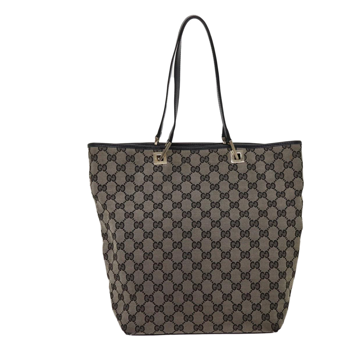 GUCCI GG Canvas Tote Bag Beige Black 001 1098 Auth 69051