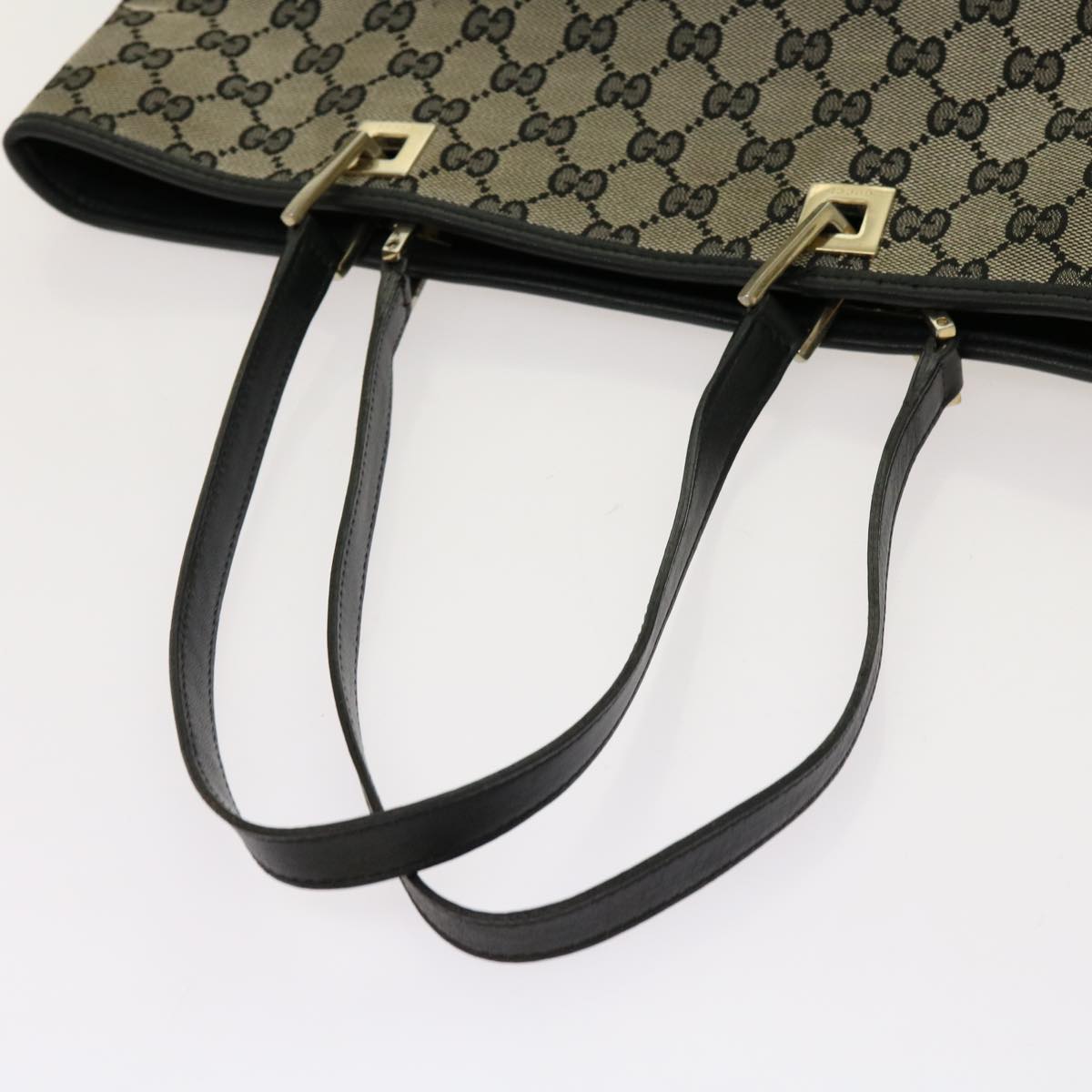 GUCCI GG Canvas Tote Bag Beige Black 001 1098 Auth 69051