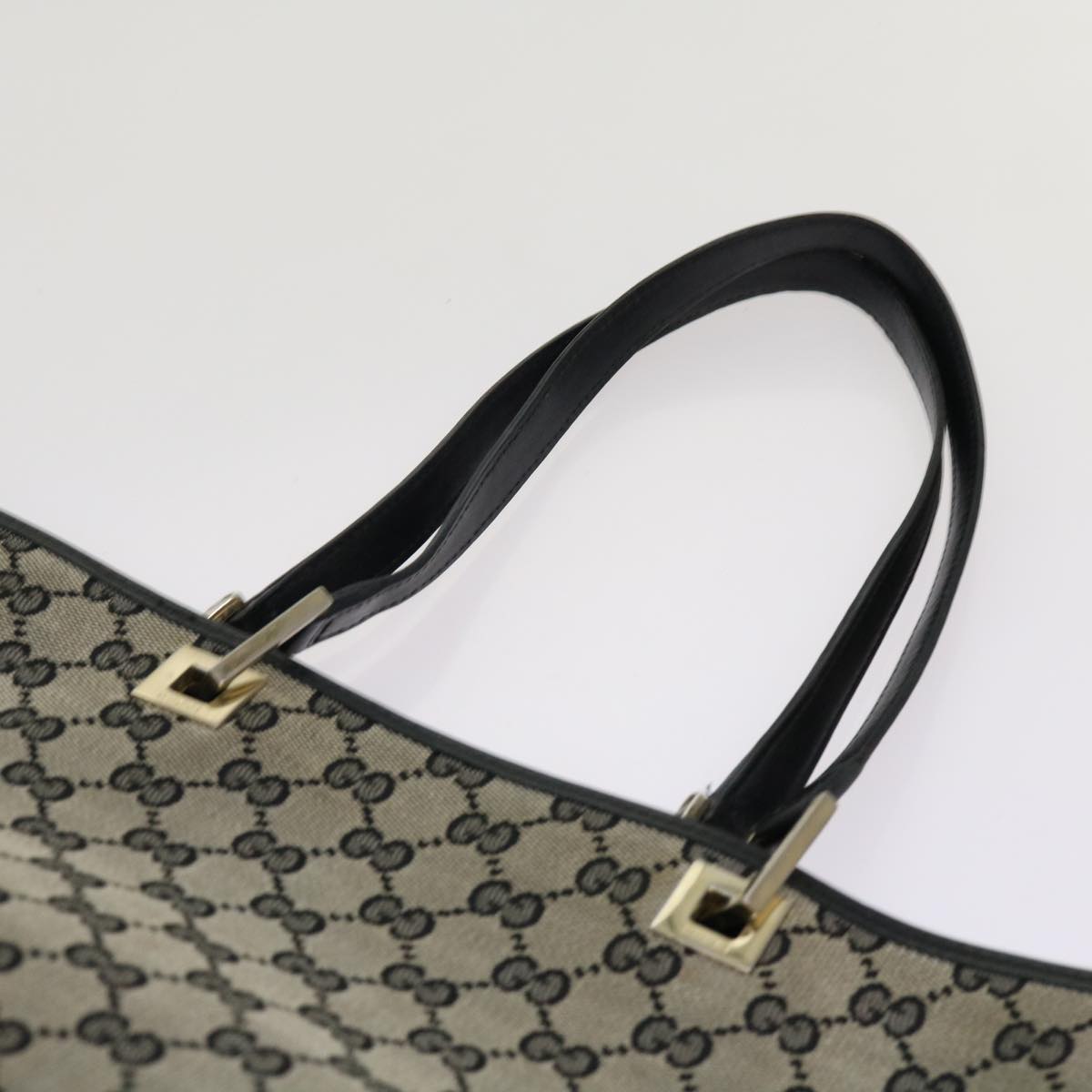 GUCCI GG Canvas Tote Bag Beige Black 001 1098 Auth 69051