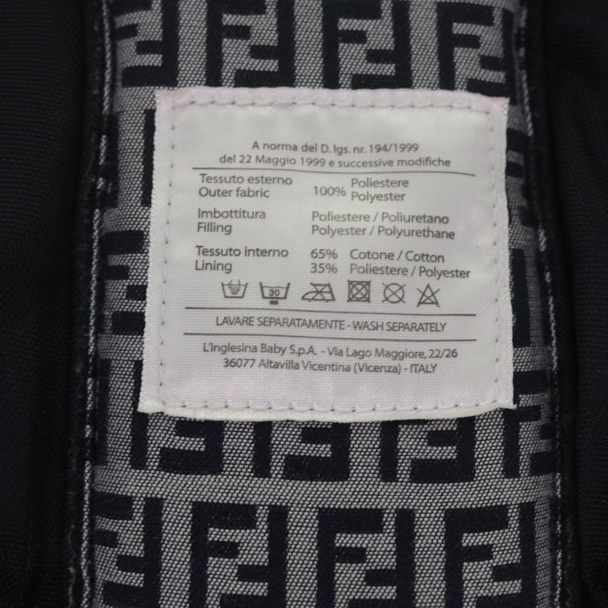 FENDI Baby Carrier Zucchino Canvas Shoulder Bag Black Auth 69064V