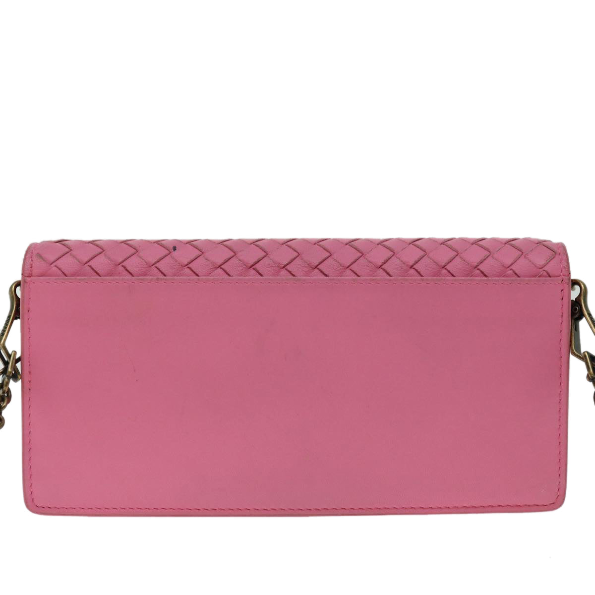 BOTTEGAVENETA INTRECCIATO Chain Shoulder Bag Leather Pink Auth 69077