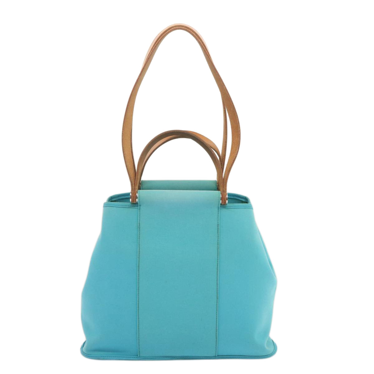 HERMES Kabak Elan PM Hand Bag Canvas 2way Light Blue Auth 69117