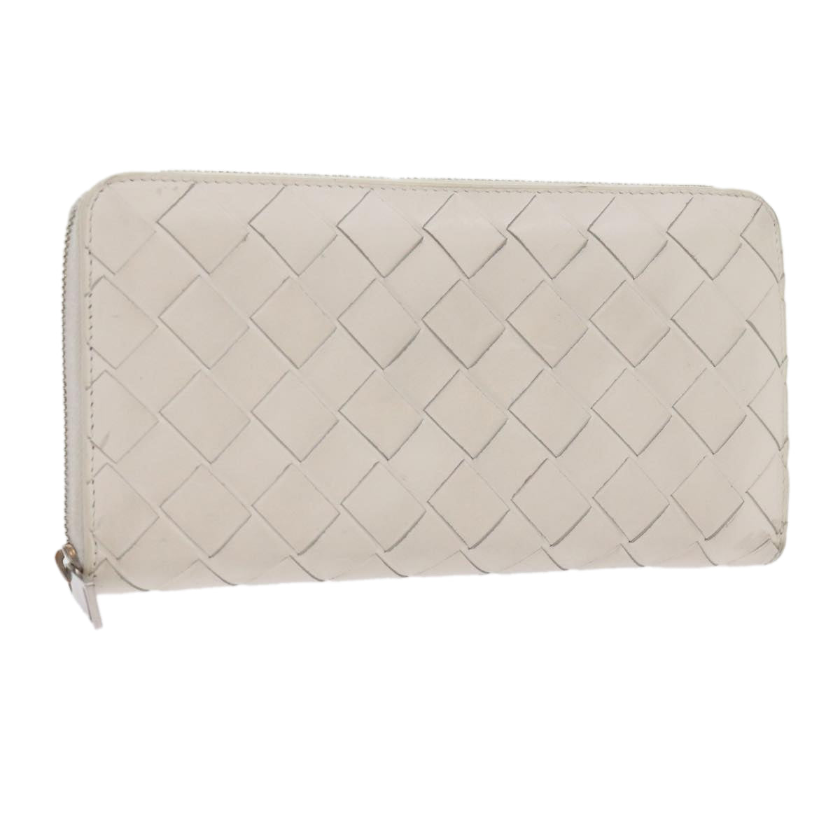 BOTTEGA VENETA INTRECCIATO Long Wallet Leather White Auth 69132