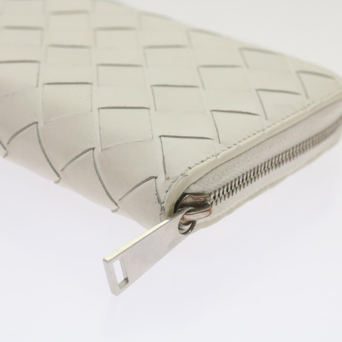 BOTTEGA VENETA INTRECCIATO Long Wallet Leather White Auth 69132