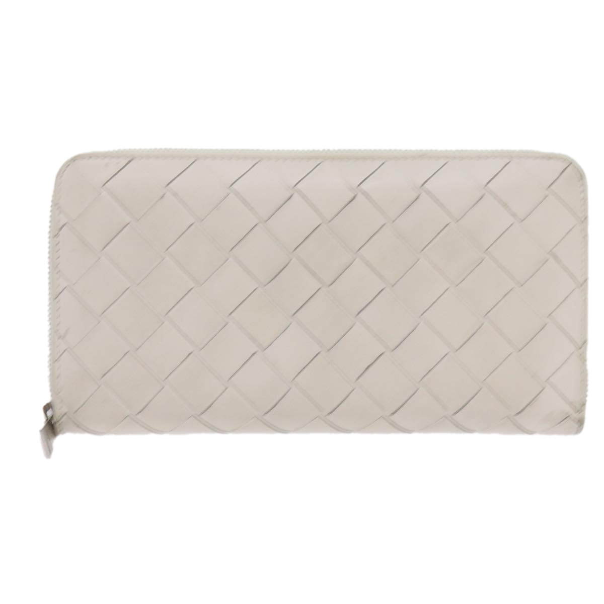 BOTTEGA VENETA INTRECCIATO Long Wallet Leather White Auth 69132