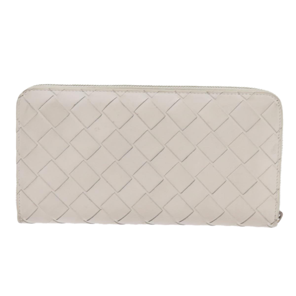 BOTTEGA VENETA INTRECCIATO Long Wallet Leather White Auth 69132