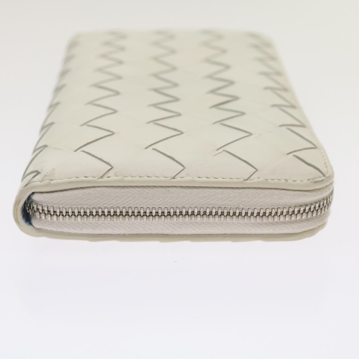 BOTTEGA VENETA INTRECCIATO Long Wallet Leather White Auth 69132