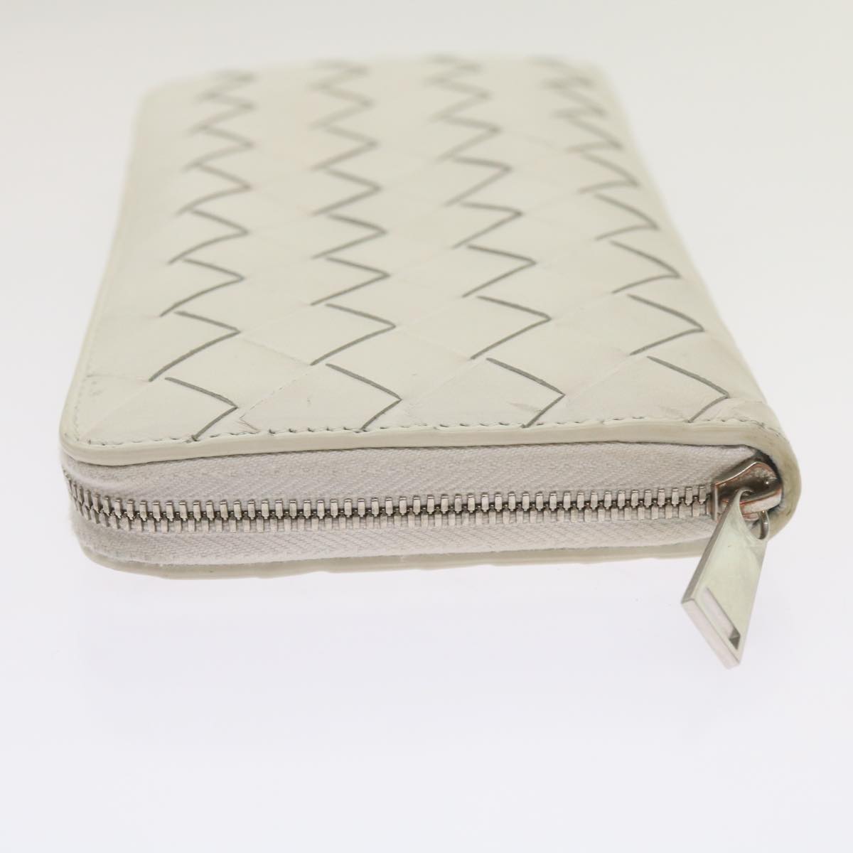 BOTTEGA VENETA INTRECCIATO Long Wallet Leather White Auth 69132