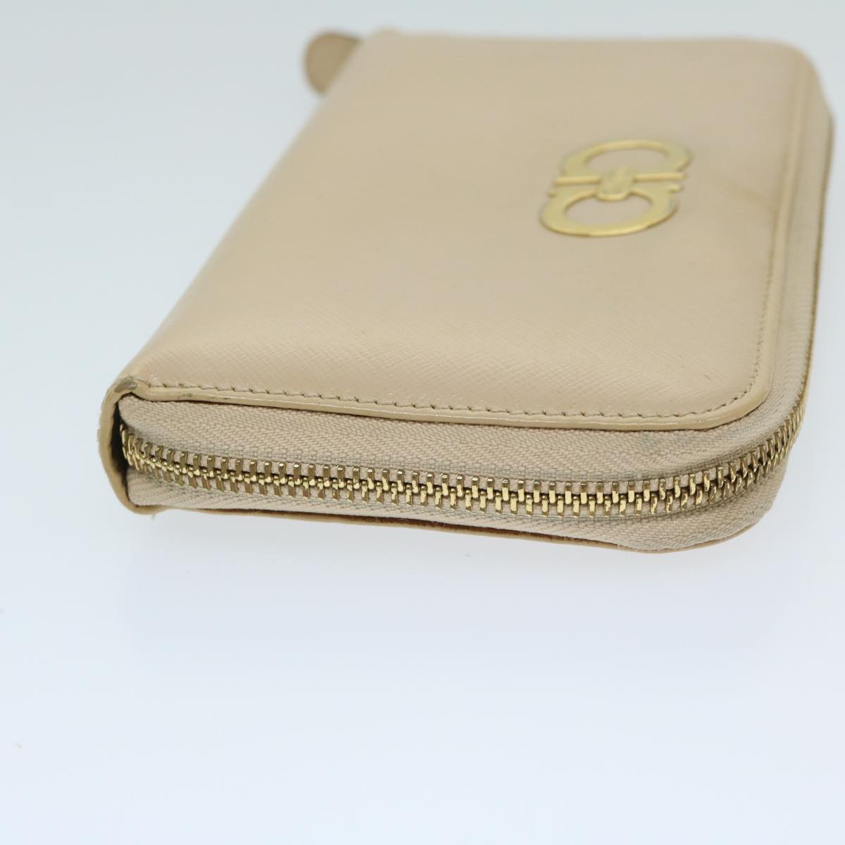 Salvatore Ferragamo Long Wallet Leather Beige Auth 69133