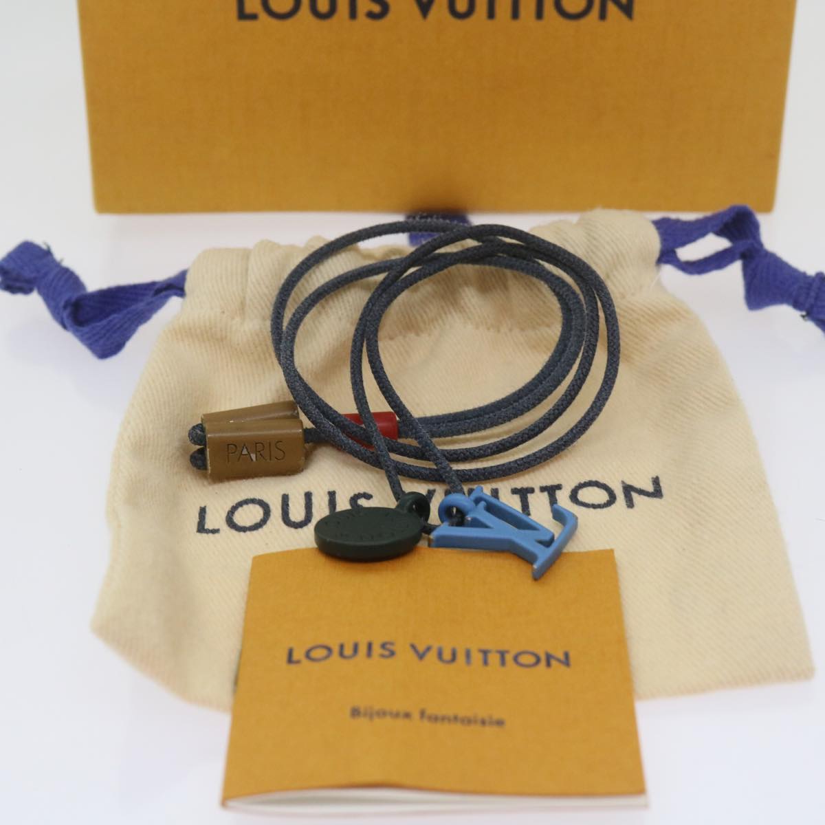 LOUIS VUITTON Collier Charms On The Go Necklace Blue M63648 LV Auth 69139