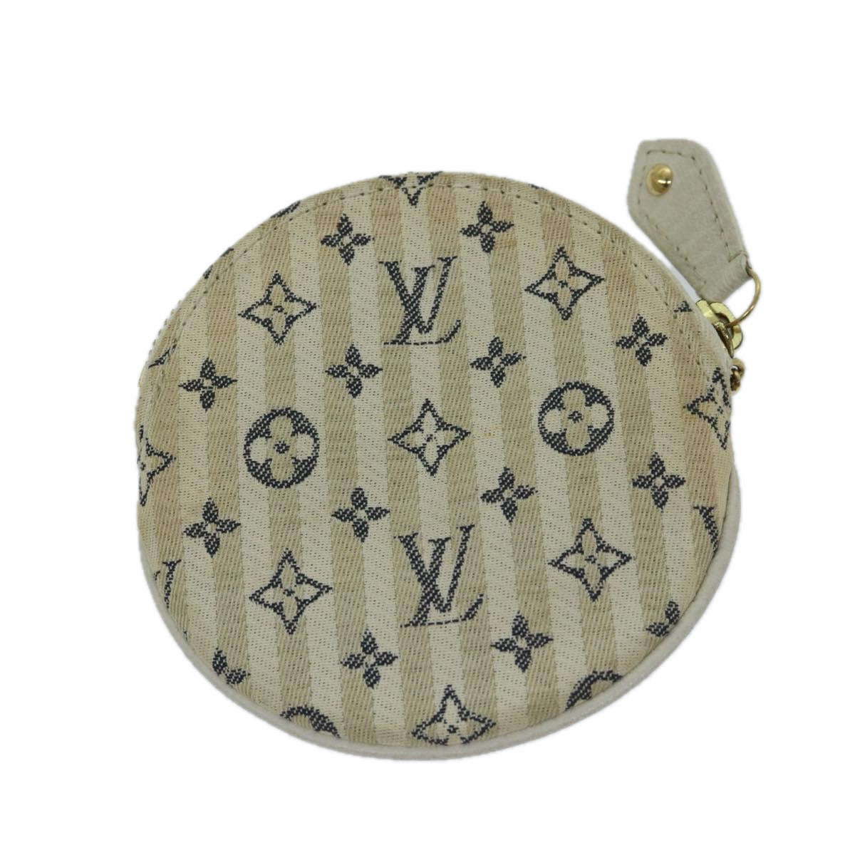 LOUIS VUITTON Mini Lin Croisette Porte Monnaie Round Blue M95498 LV Auth 69179