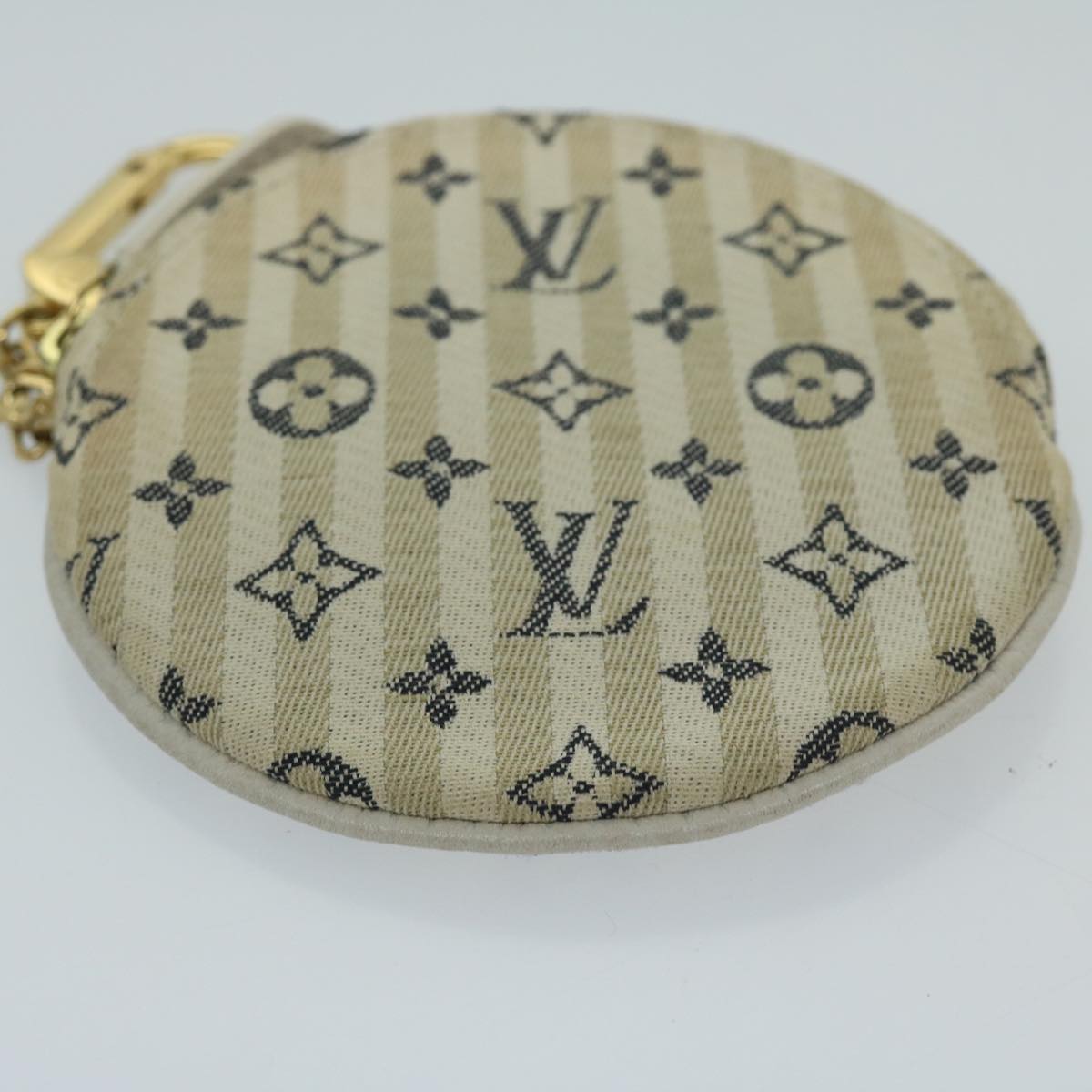 LOUIS VUITTON Mini Lin Croisette Porte Monnaie Round Blue M95498 LV Auth 69179