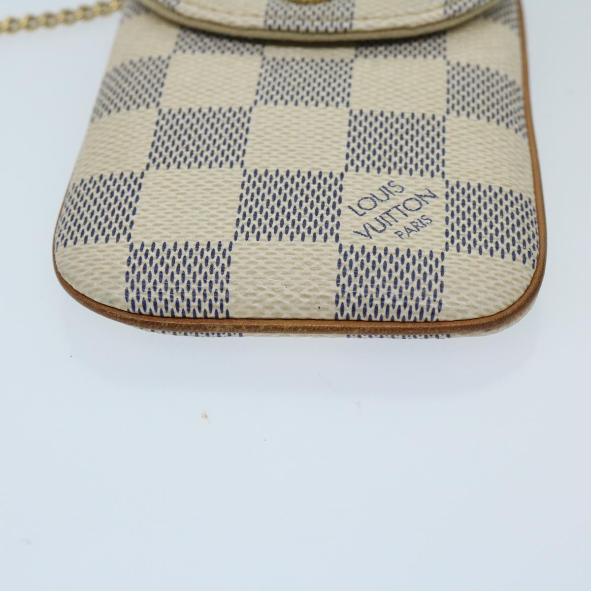 LOUIS VUITTON Damier Azur Etui Telephonne MM Cell Phone Case N60026 Auth 69185V
