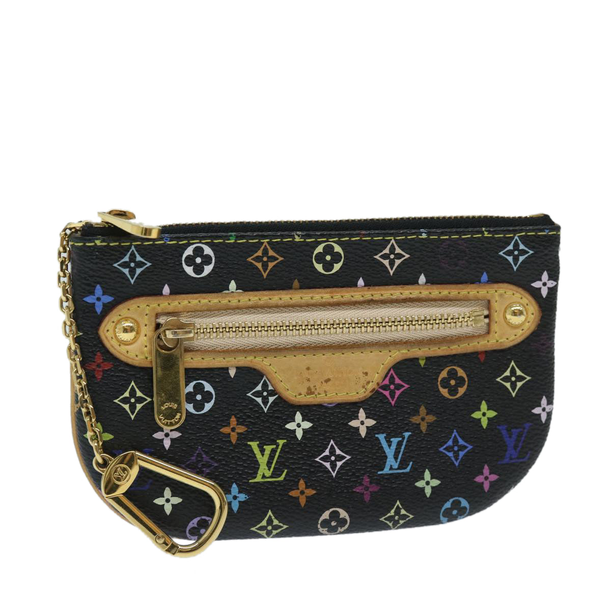 LOUIS VUITTON Multicolor Pochette MM Coin Purse Black M60031 LV Auth 69187