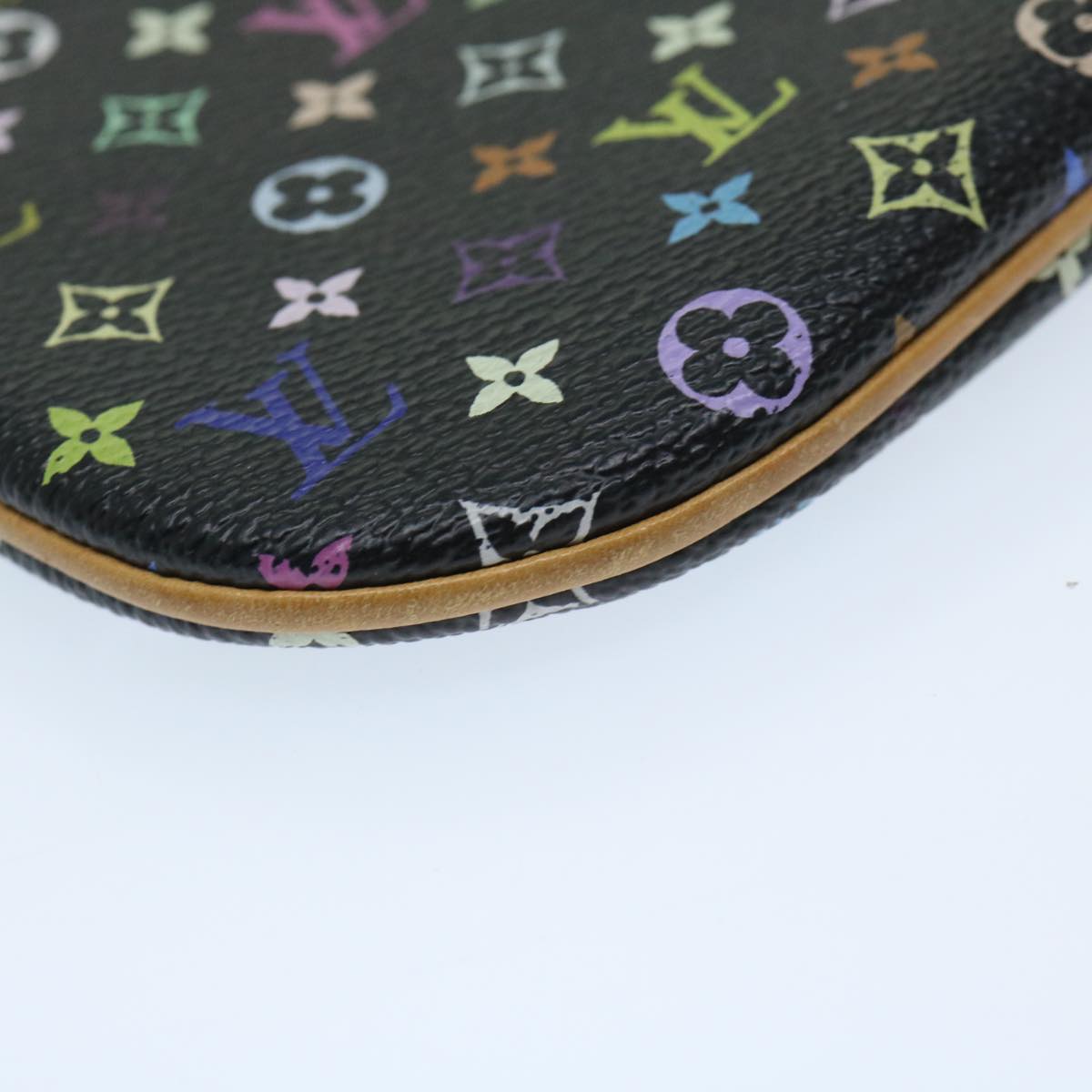 LOUIS VUITTON Multicolor Pochette MM Coin Purse Black M60031 LV Auth 69187