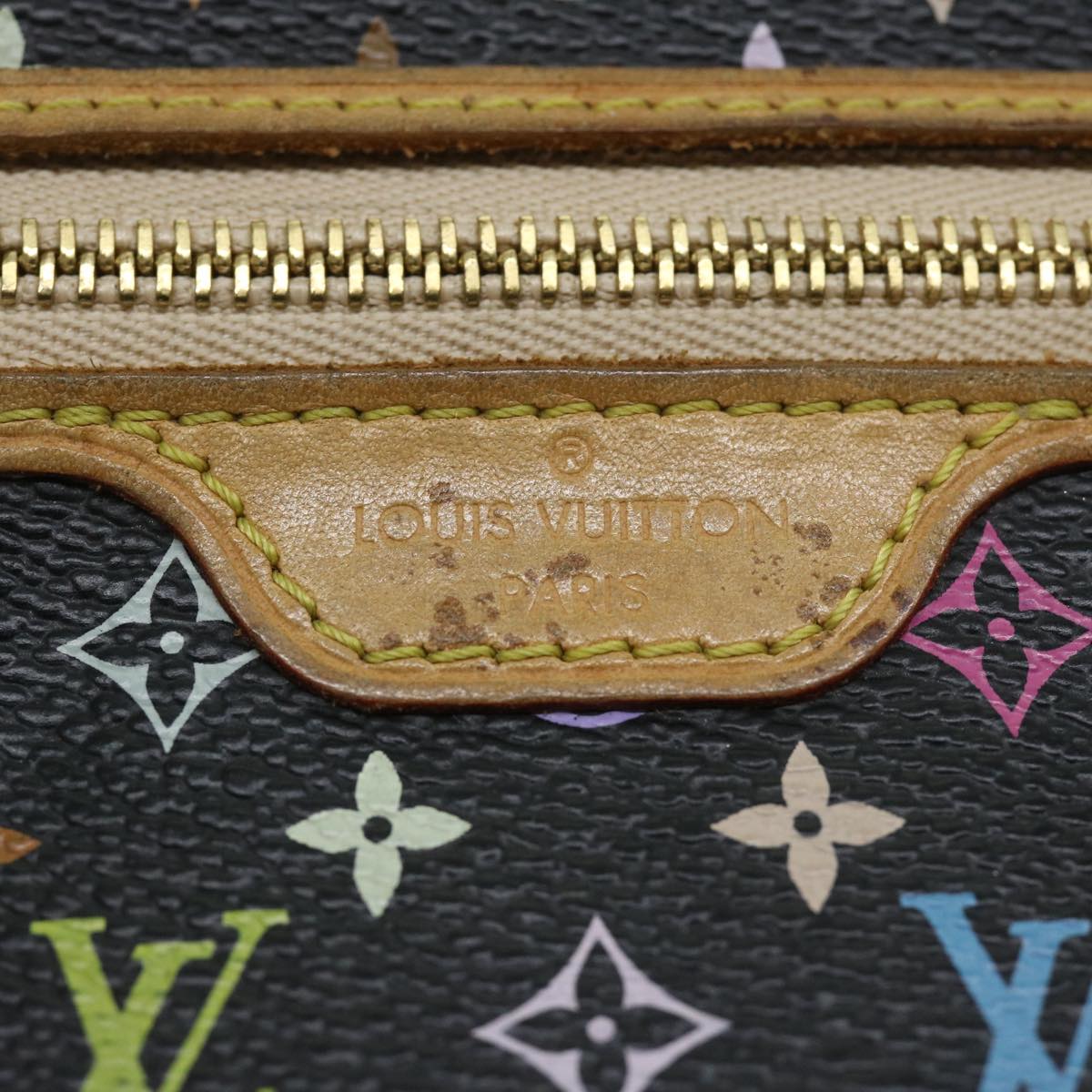 LOUIS VUITTON Multicolor Pochette MM Coin Purse Black M60031 LV Auth 69187