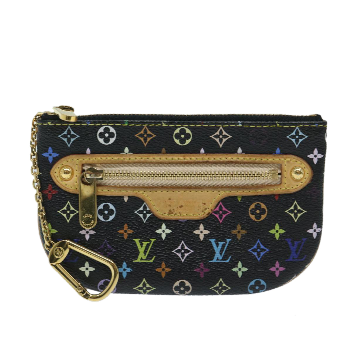 LOUIS VUITTON Multicolor Pochette MM Coin Purse Black M60031 LV Auth 69187