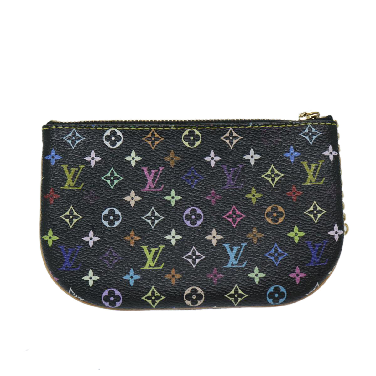 LOUIS VUITTON Multicolor Pochette MM Coin Purse Black M60031 LV Auth 69187