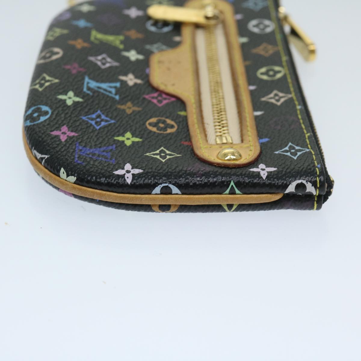 LOUIS VUITTON Multicolor Pochette MM Coin Purse Black M60031 LV Auth 69187